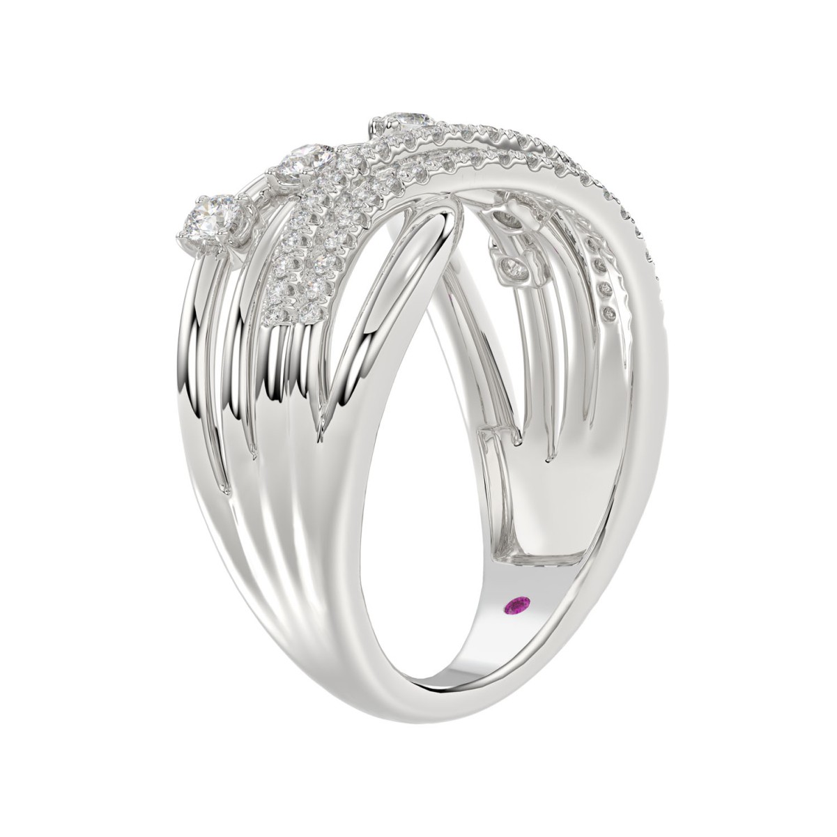14K WHITE GOLD 1/2CT ROUND DIAMOND LADIES FASHION RING