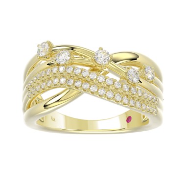 14K YELLOW GOLD 1/2CT ROUND DIAMOND LADIES FASHION RING