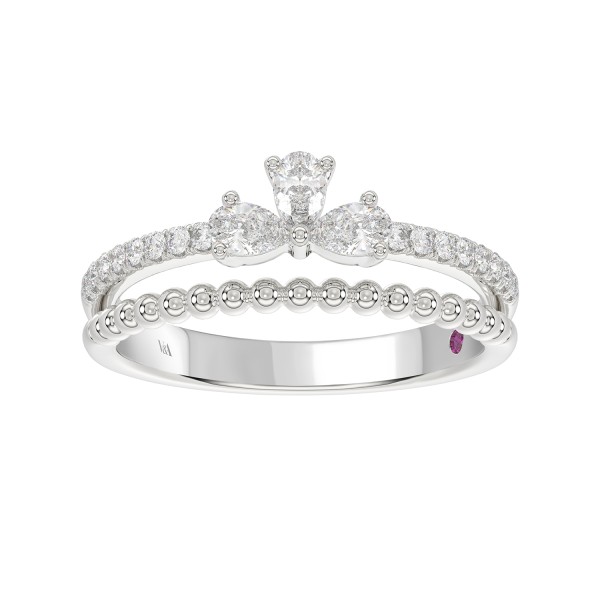 14K WHITE GOLD 1/2CT ROUND/PEAR DIAMOND LADIES RIN...