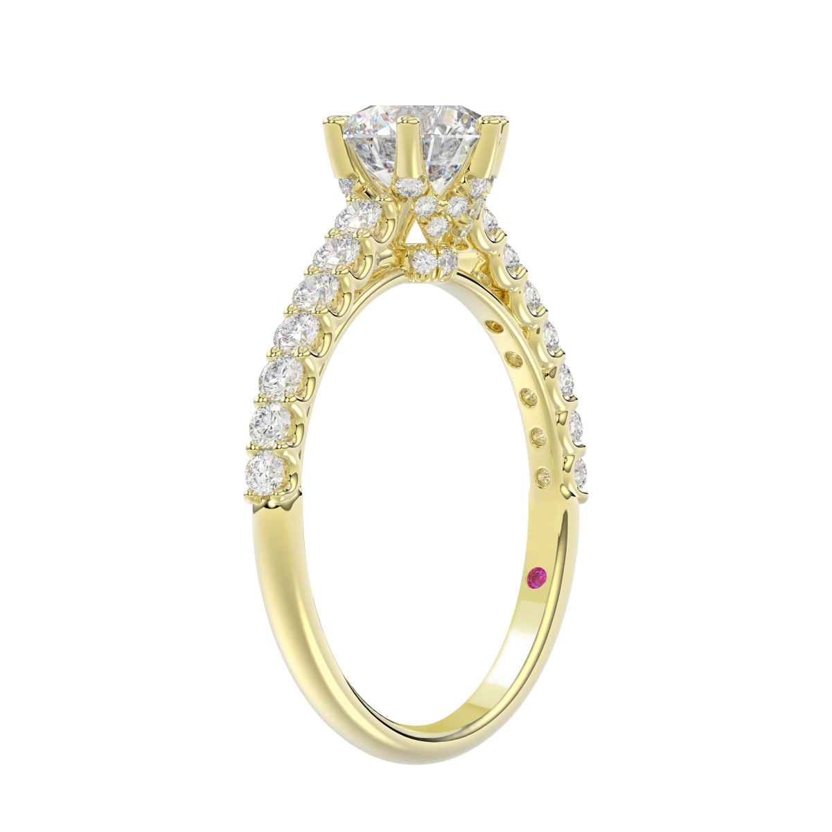 14K YELLOW GOLD 1/2CT ROUND DIAMOND LADIES SEMI MOUNT RING(CENTER STONE MOUNT ROUND DIAMOND 1CT)