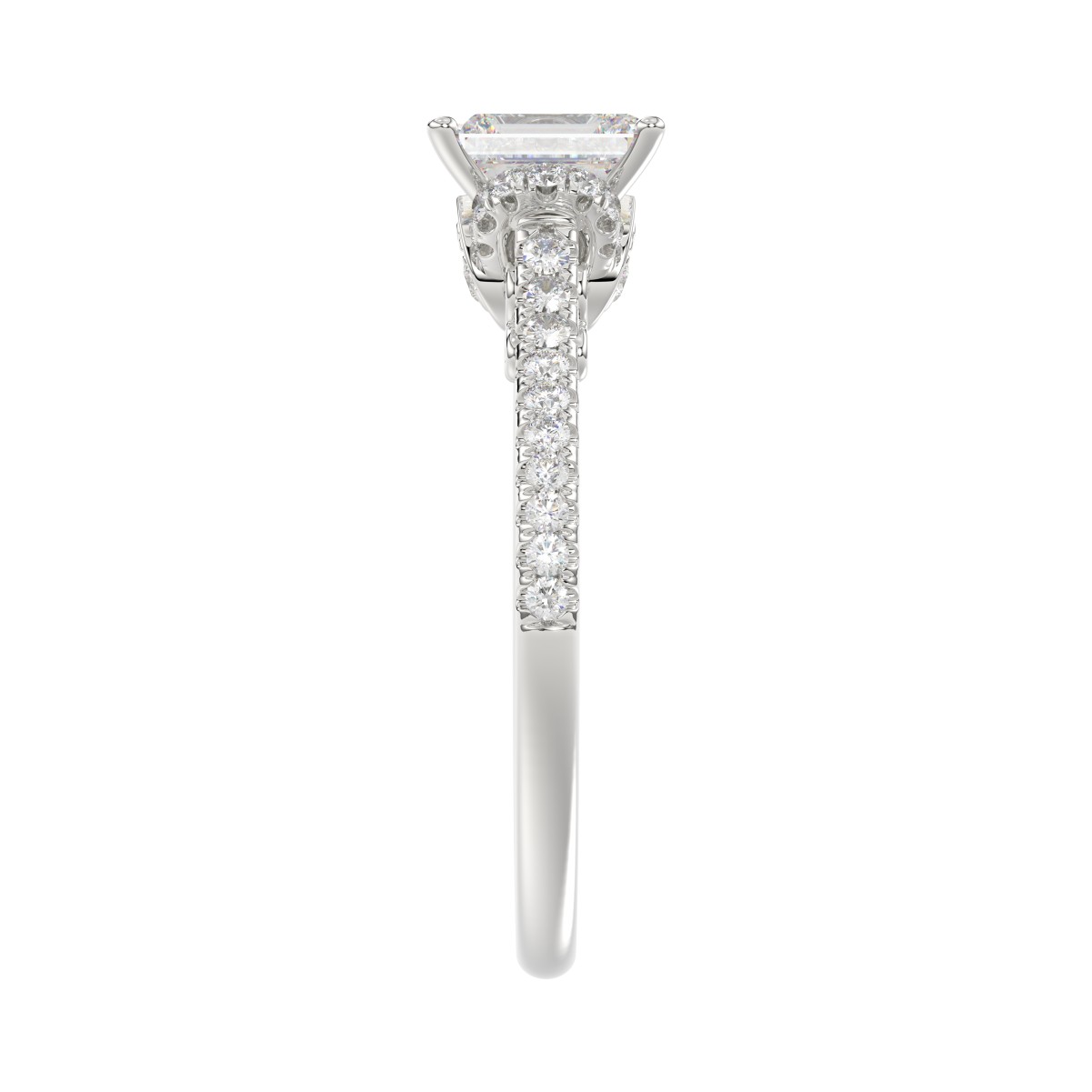 14K WHITE GOLD 1/4CT ROUND DIAMOND LADIES SEMI MOUNT RING(CENTER STONE MOUNT EMERALD DIAMOND 1CT)