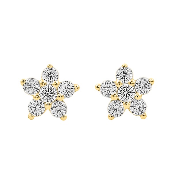 14K YELLOW GOLD 1/3CT ROUND DIAMOND LADIES EARRING...