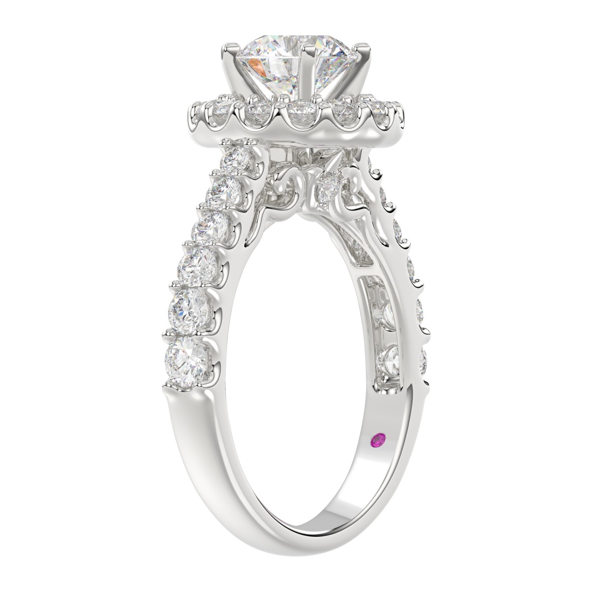 14K WHITE GOLD 1CT ROUND DIAMOND LADIES SEMI MOUNT RING(CENTER STONE MOUNT ROUND DIAMOND 1CT)