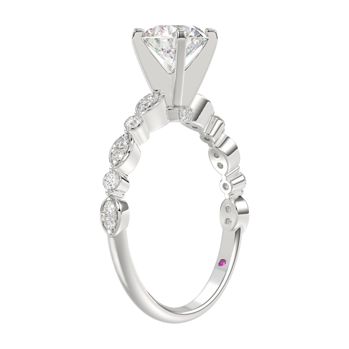 14K WHITE GOLD 1/4CT ROUND DIAMOND LADIES SEMI MOUNT RING (CENTER STONE ROUND DIAMOND 1CT)