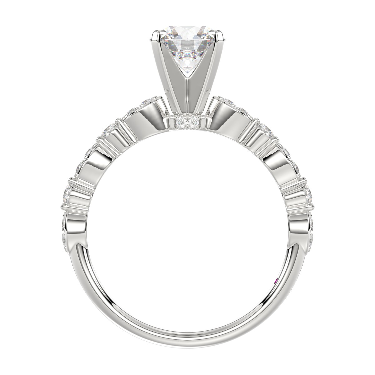 14K WHITE GOLD 1/4CT ROUND DIAMOND LADIES SEMI MOUNT RING (CENTER STONE ROUND DIAMOND 1CT)
