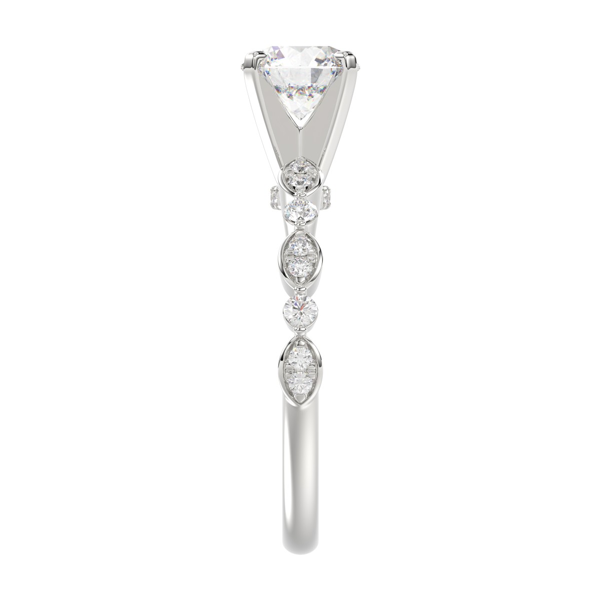 14K WHITE GOLD 1/4CT ROUND DIAMOND LADIES SEMI MOUNT RING (CENTER STONE ROUND DIAMOND 1CT)