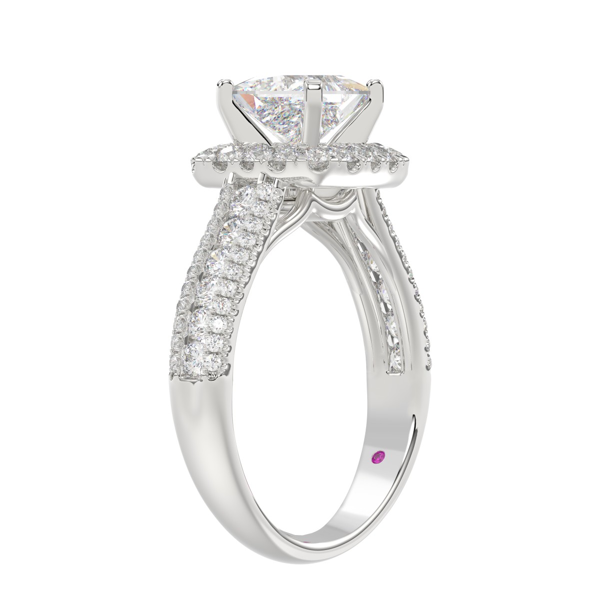 14K WHITE GOLD 3/4CT ROUND DIAMOND LADIES SEMI MOUNT RING(CENTER STONE MOUNT PRINCESS DIAMOND 1CT)