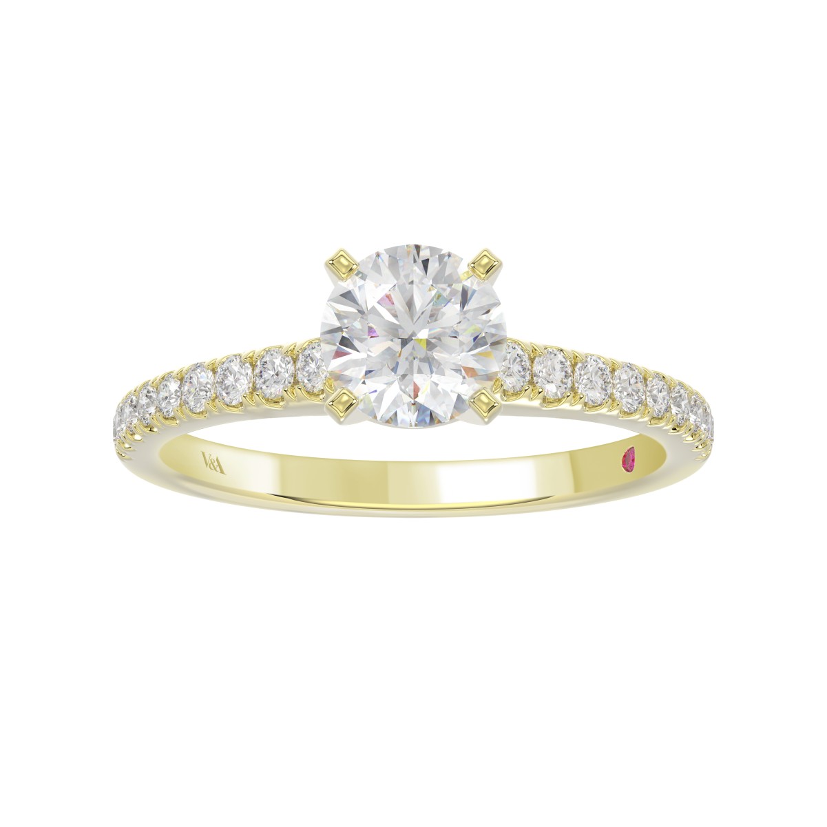 14K YELLOW GOLD 1/4CT ROUND DIAMOND LADIES SEMI MOUNT RING(CENTER STONE MOUNT ROUND DIAMOND 1CT)