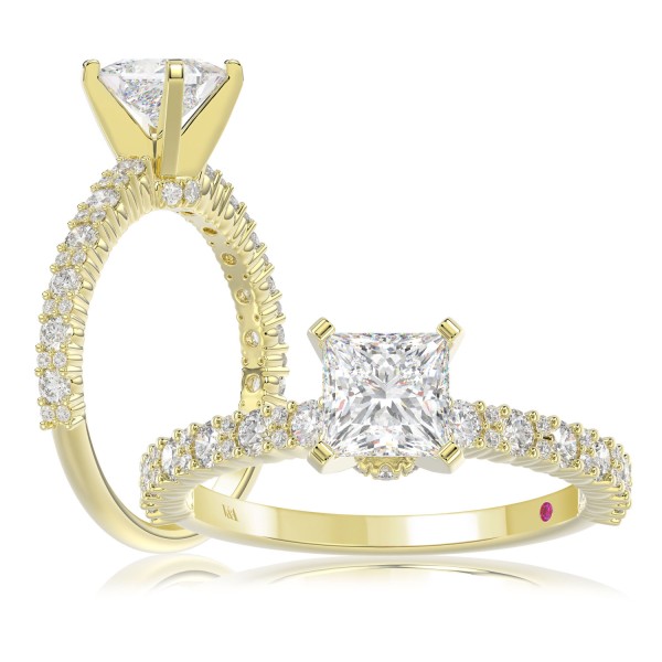 14K YELLOW GOLD 1/2CT ROUND DIAMOND LADIES SEMI MO...