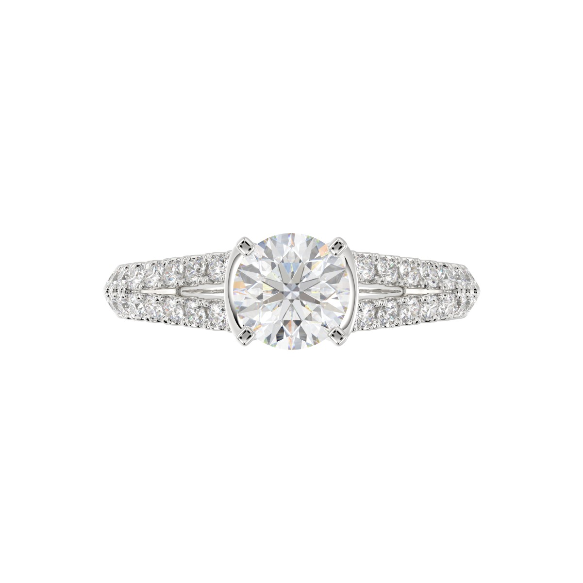 14K WHITE GOLD 1/2CT ROUND DIAMOND LADIES SEMI MOUNT RING(CENTER STONE MOUNT ROUND DIAMOND 1CT)