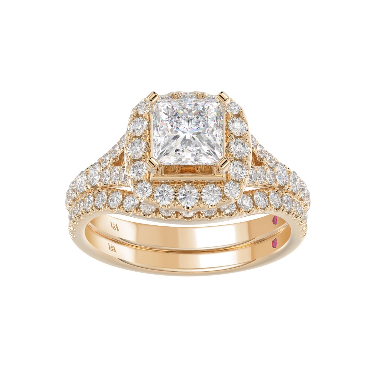 14K ROSE GOLD 1CT ROUND DIAMOND LADIES SEMI MOUNT BRIDAL SET(CENTER STONE MOUNT PRINCESS DIAMOND 1CT)