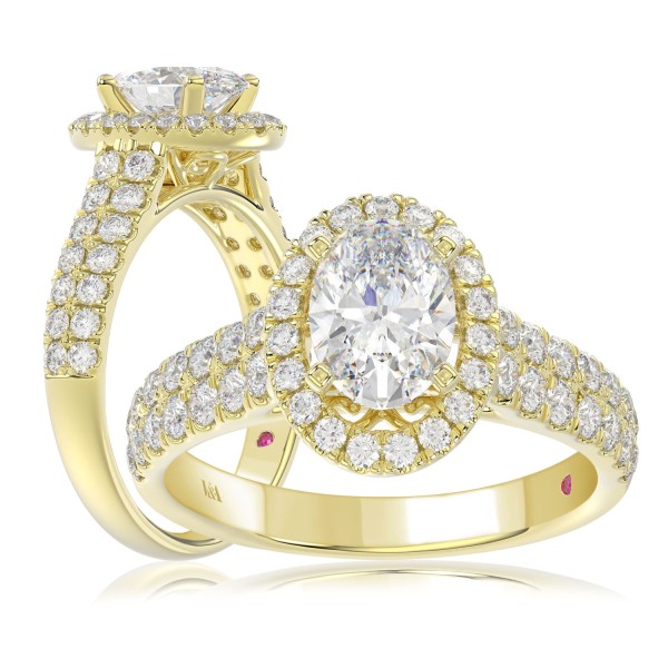 14K YELLOW GOLD 3/4CT ROUND DIAMOND LADIES SEMI MO...