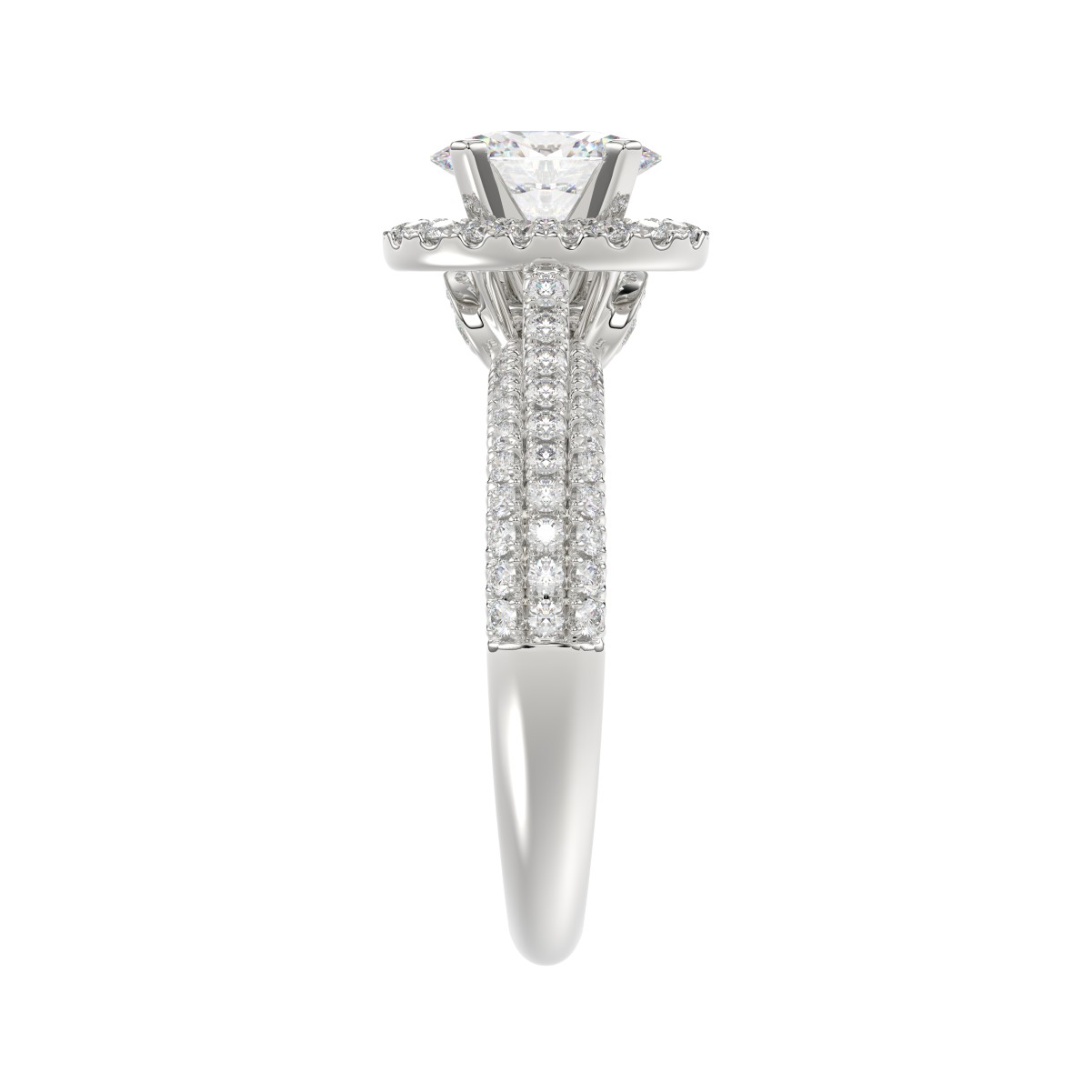 14K WHITE GOLD 1/2CT ROUND/OVAL DIAMOND LADIES SEMI MOUNT RING(CENTER STONE MOUNT OVAL DIAMOND 1CT)