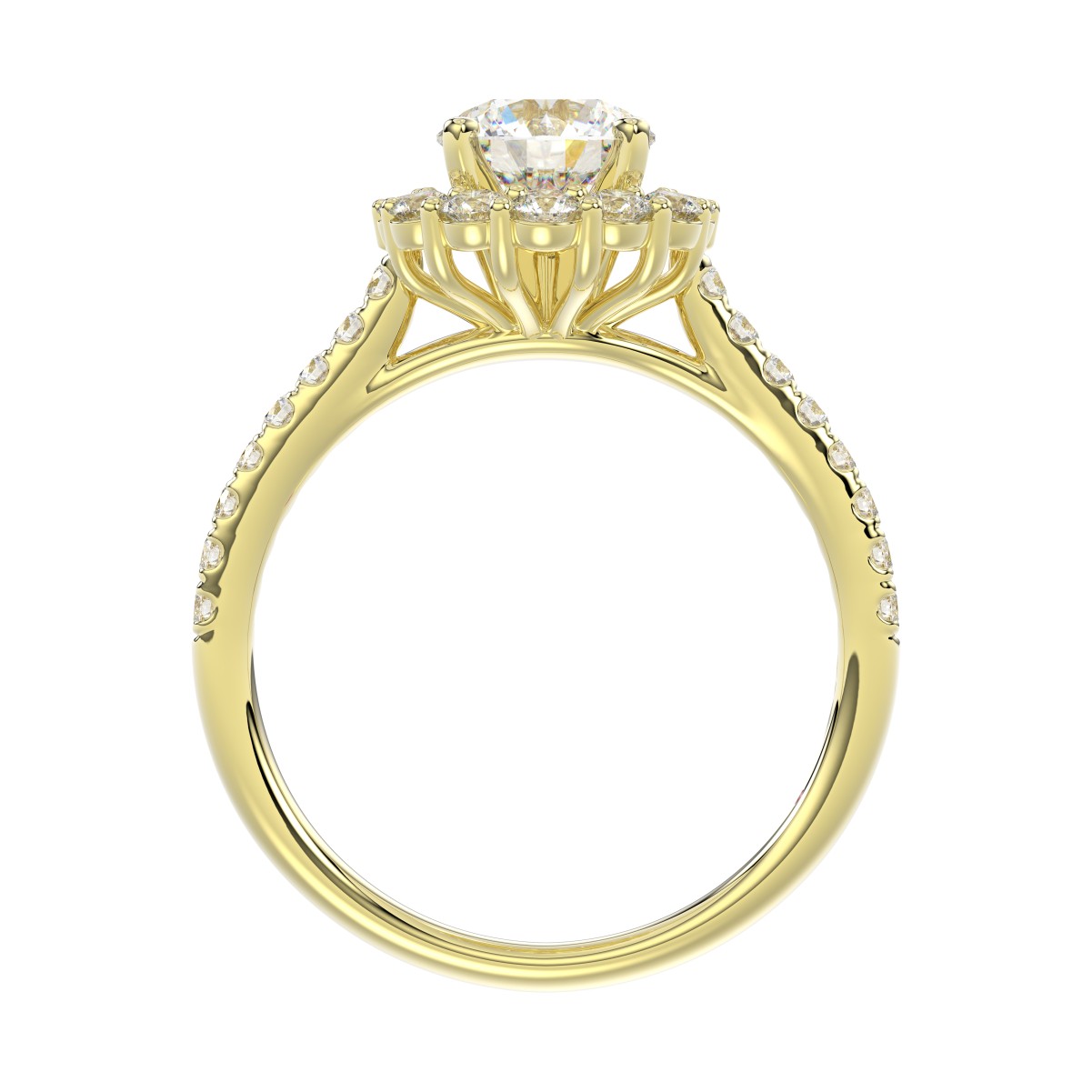 14K YELLOW GOLD 1/2CT ROUND DIAMOND LADIES SEMI MOUNT RING(CENTER STONE MOUNT ROUND DIAMOND 1CT)