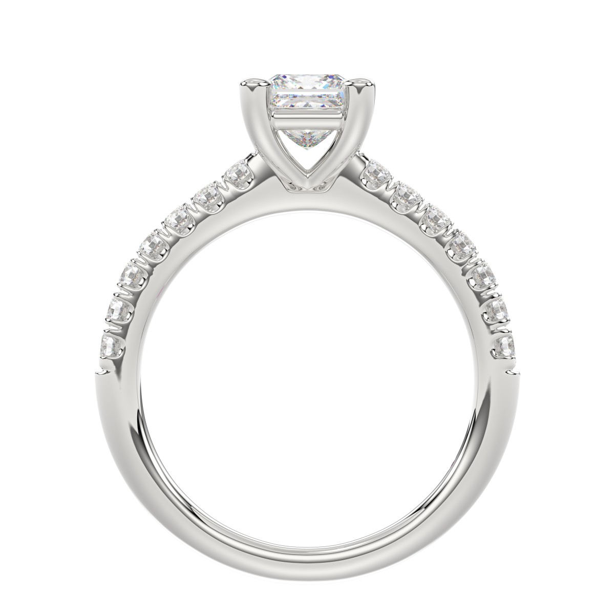14K WHITE GOLD 1/2CT ROUND DIAMOND LADIES SEMI MOUNT BRIDAL SET(CENTER STONE MOUNT PRINCESS DIAMOND 1CT)