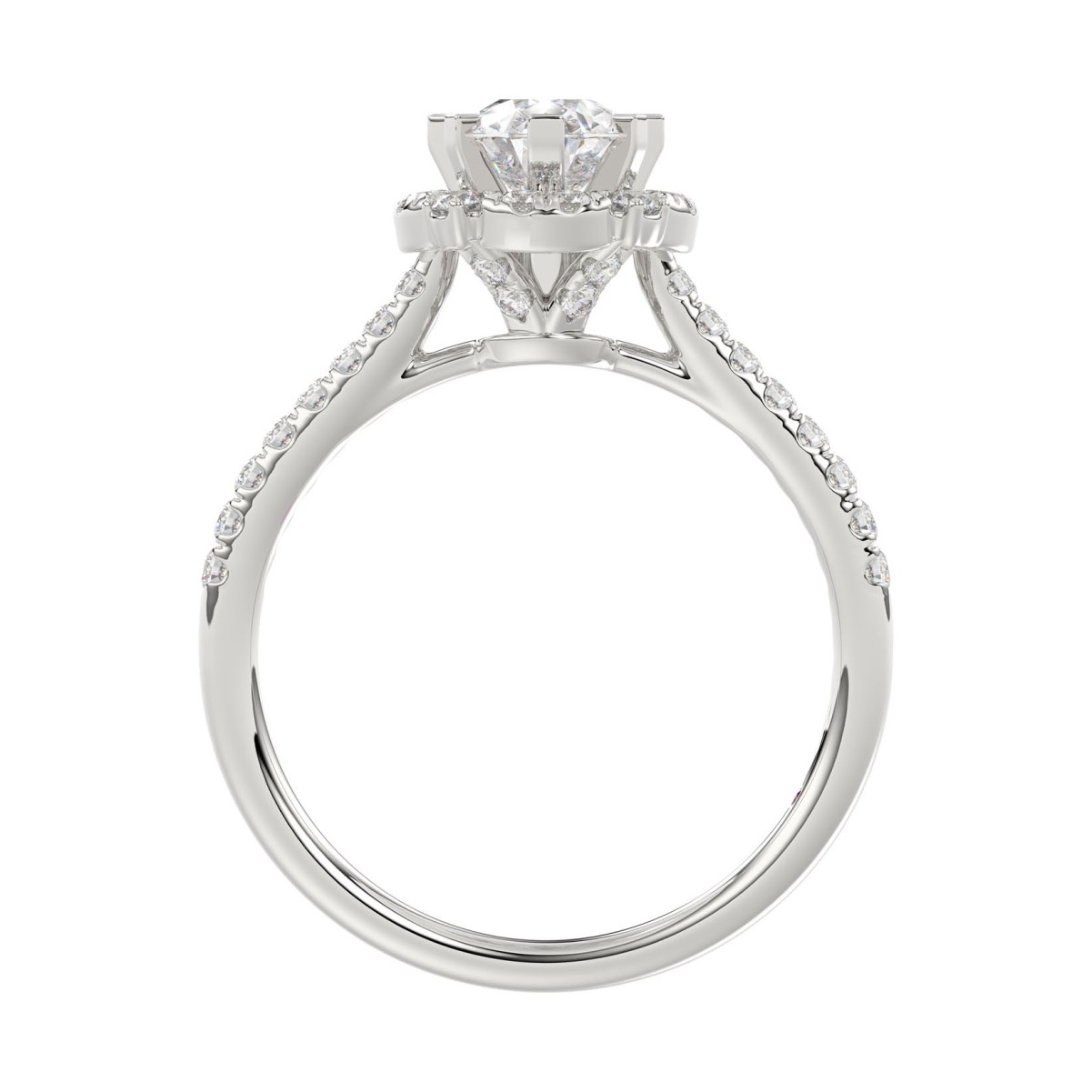 14K WHITE GOLD 1/3CT ROUND DIAMOND LADIES SEMI MOUNT RING(CENTER STONE MOUNT PEAR DIAMOND 1CT)