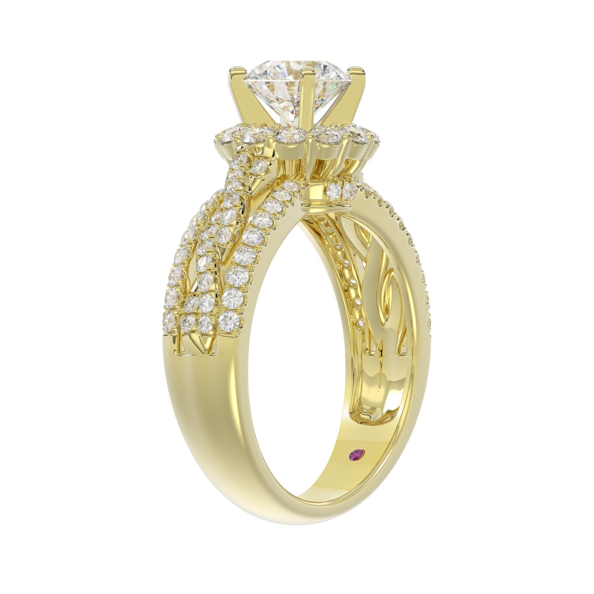 14K YELLOW GOLD 3/4CT ROUND DIAMOND LADIES SEMI MOUNT RING(CENTER STONE MOUNT ROUND DIAMOND 1CT)
