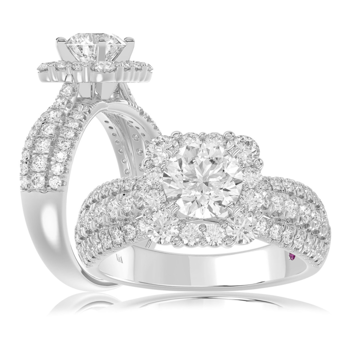 14K WHITE GOLD 1CT ROUND DIAMOND LADIES RING(CENTER STONE MOUNT ROUND DIAMOND 1CT)