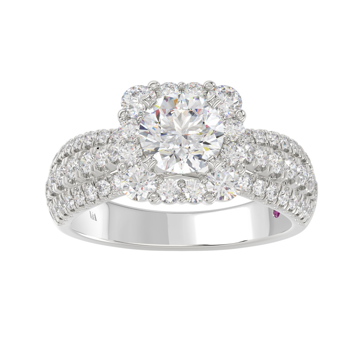 14K WHITE GOLD 1CT ROUND DIAMOND LADIES RING(CENTER STONE MOUNT ROUND DIAMOND 1CT)