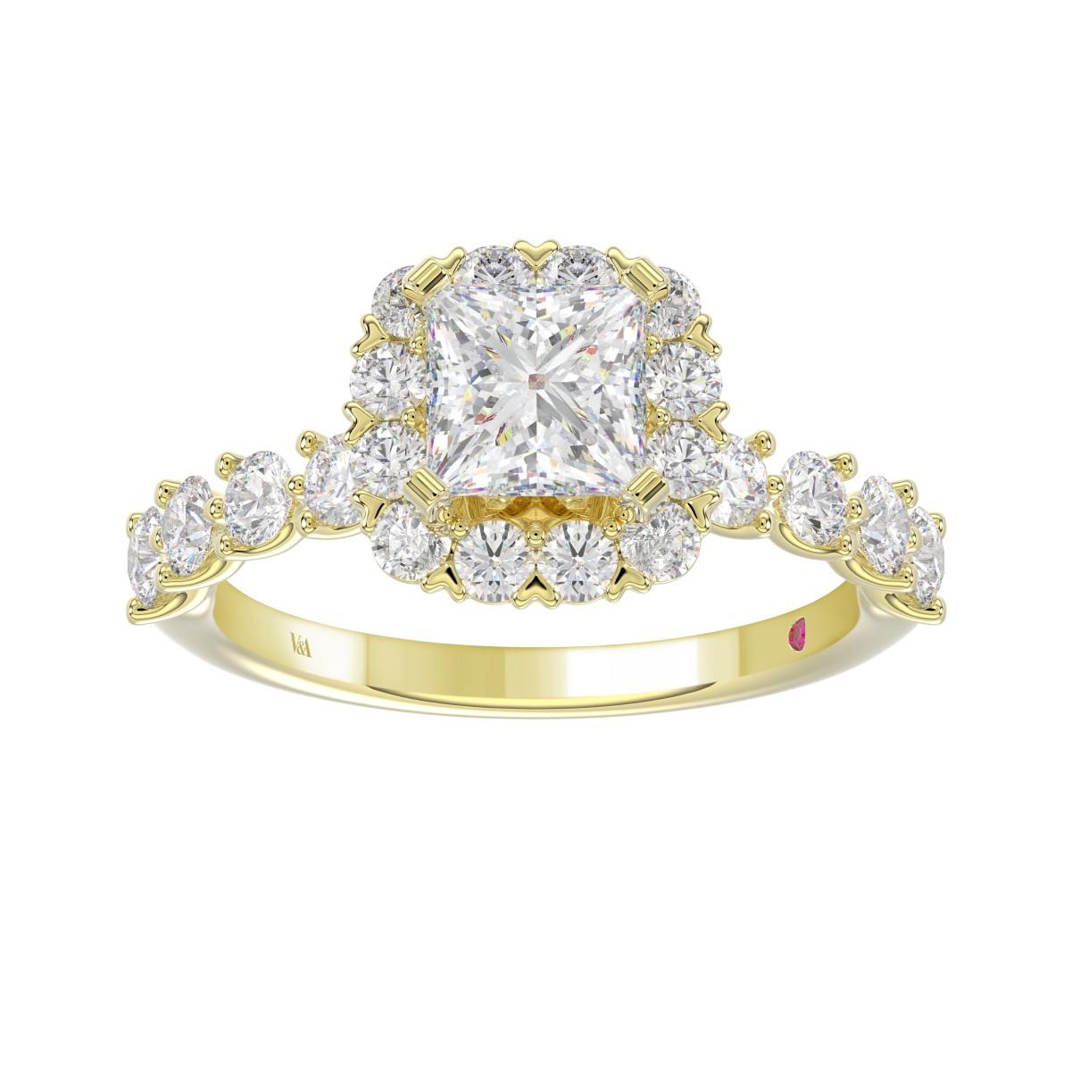 14K YELLOW GOLD 1CT ROUND/PRINCESS DIAMOND LADIES SEMI MOUNT RING(CENTER STONE MOUNT PRINCESS DIAMOND 1CT)
