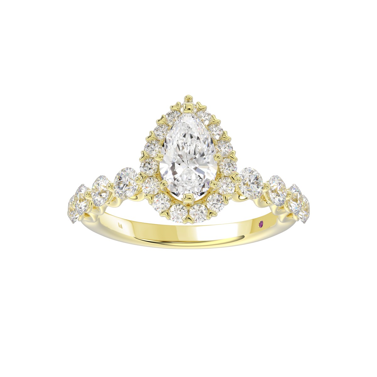 14K YELLOW GOLD 1CT ROUND/PEAR DIAMOND LADIES SEMI MOUNT RING(CENTER STONE MOUNT PEAR DIAMOND 1CT)