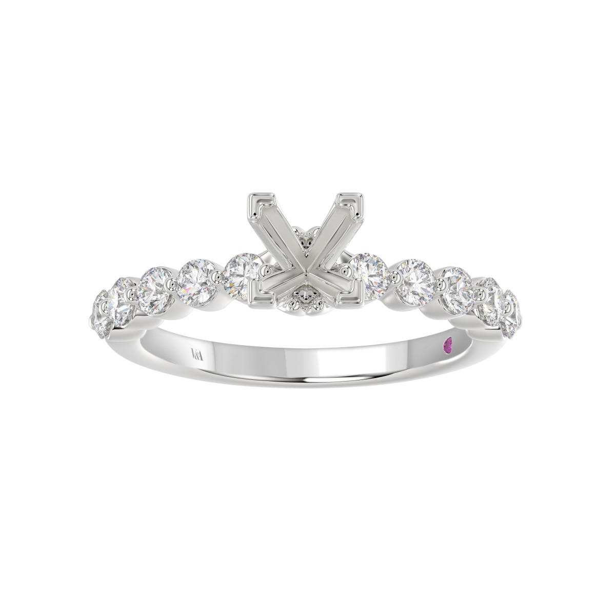 14K WHITE GOLD 1/2CT ROUND/PRINCESS DIAMOND LADIES SEMI MOUNT RING (CENTER STONE PRINCESS DIAMOND 1CT) 14K WHITE GOLD 1/2CT ROUND/PRINCESS DIAMOND LADIES SEMI MOUNT RING (CENTER STONE PRINCESS DIAMOND 1CT)
