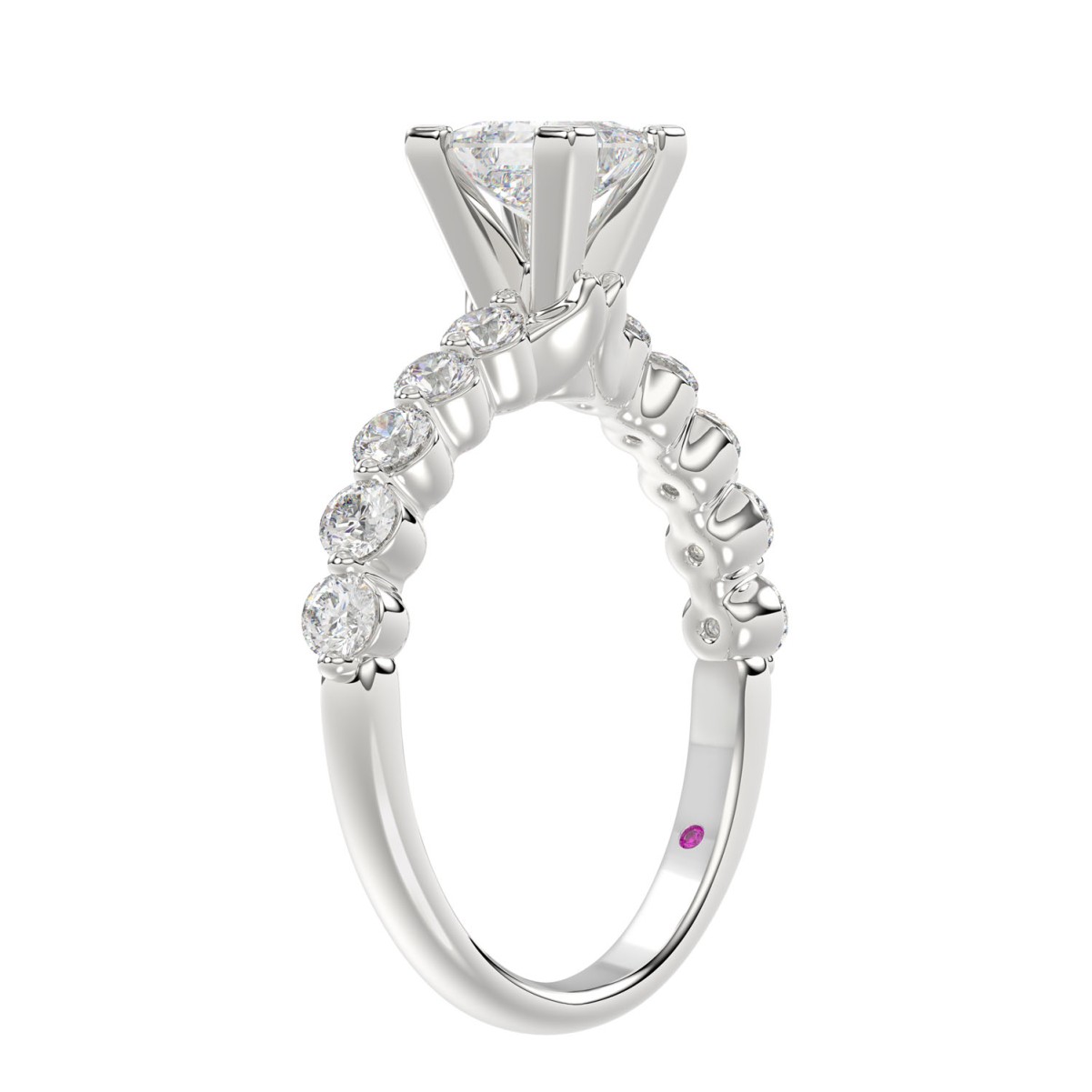 14K WHITE GOLD 1/2CT ROUND/PRINCESS DIAMOND LADIES SEMI MOUNT RING (CENTER STONE PRINCESS DIAMOND 1CT) 14K WHITE GOLD 1/2CT ROUND/PRINCESS DIAMOND LADIES SEMI MOUNT RING (CENTER STONE PRINCESS DIAMOND 1CT)