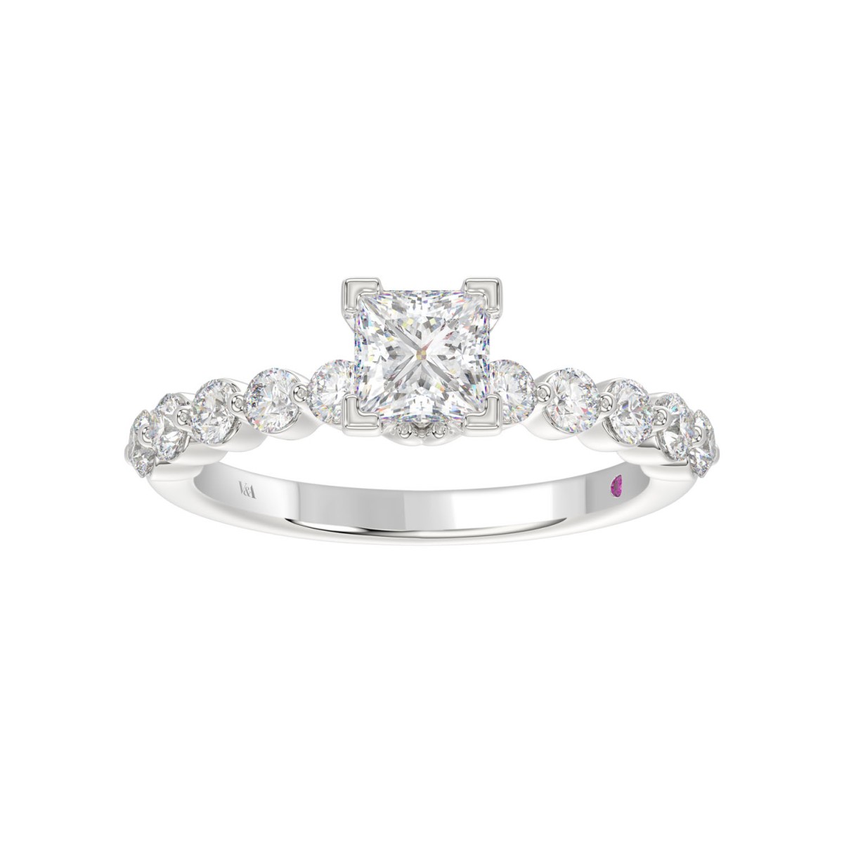 14K WHITE GOLD 1/2CT ROUND/PRINCESS DIAMOND LADIES SEMI MOUNT RING (CENTER STONE PRINCESS DIAMOND 1CT) 14K WHITE GOLD 1/2CT ROUND/PRINCESS DIAMOND LADIES SEMI MOUNT RING (CENTER STONE PRINCESS DIAMOND 1CT)