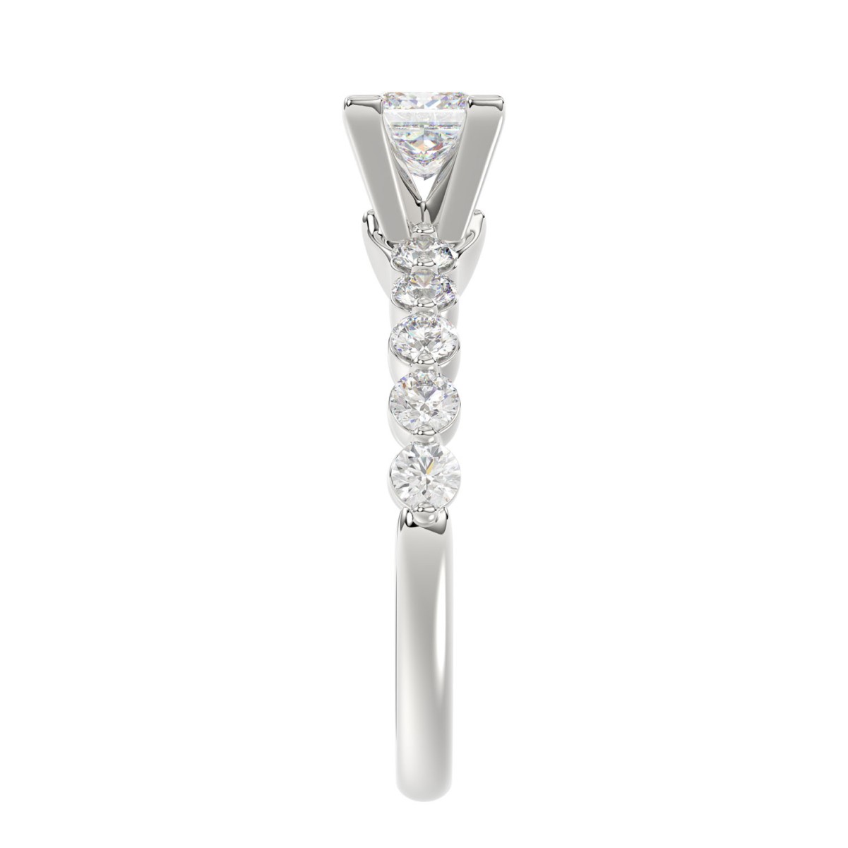 14K WHITE GOLD 1/2CT ROUND/PRINCESS DIAMOND LADIES SEMI MOUNT RING (CENTER STONE PRINCESS DIAMOND 1CT) 14K WHITE GOLD 1/2CT ROUND/PRINCESS DIAMOND LADIES SEMI MOUNT RING (CENTER STONE PRINCESS DIAMOND 1CT)