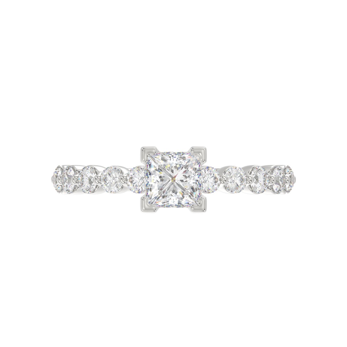 14K WHITE GOLD 1/2CT ROUND/PRINCESS DIAMOND LADIES SEMI MOUNT RING (CENTER STONE PRINCESS DIAMOND 1CT) 14K WHITE GOLD 1/2CT ROUND/PRINCESS DIAMOND LADIES SEMI MOUNT RING (CENTER STONE PRINCESS DIAMOND 1CT)