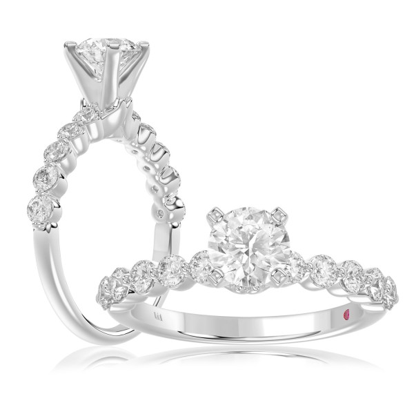 14K WHITE GOLD 1/2CT ROUND DIAMOND LADIES SEMI MOU...