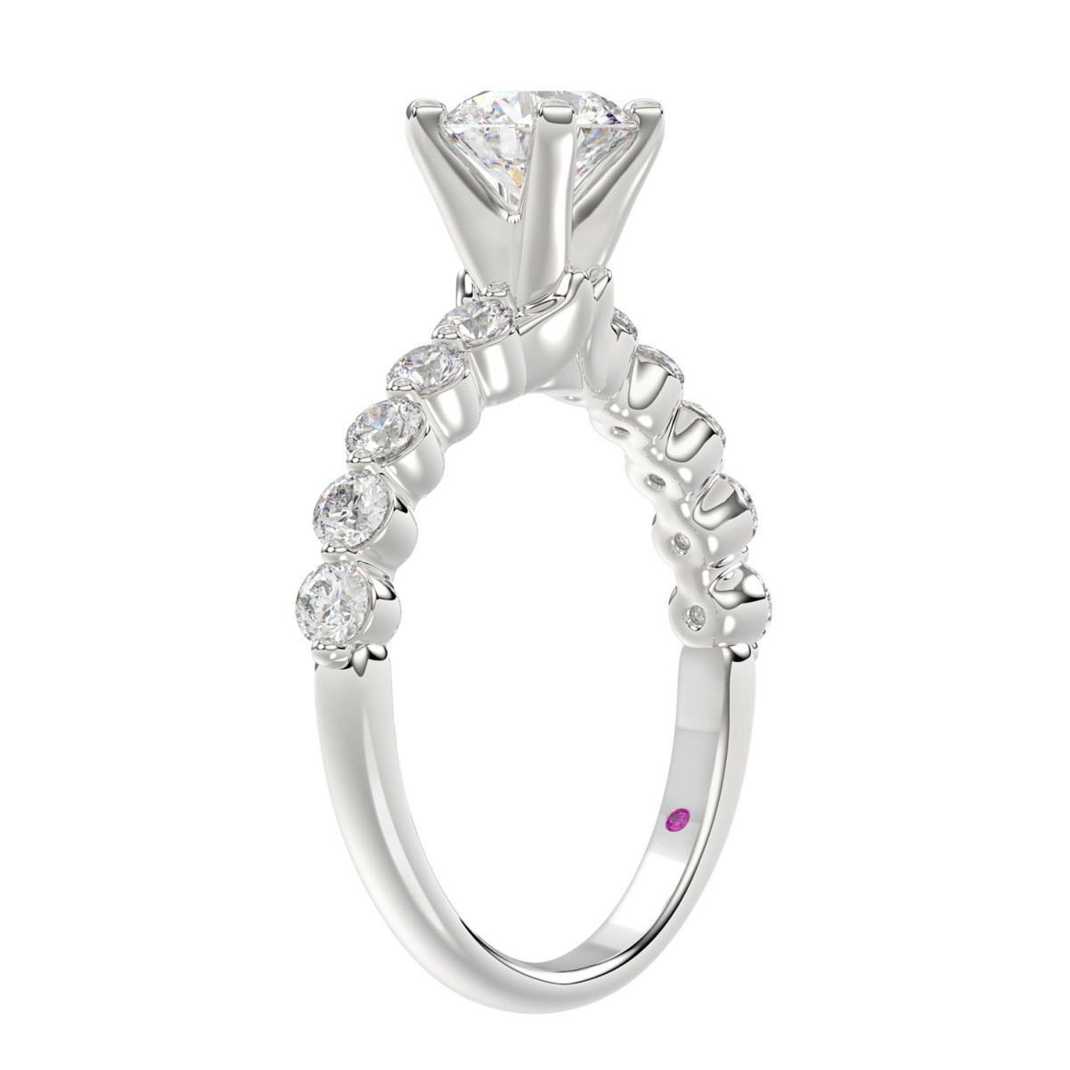 14K WHITE GOLD 1/2CT ROUND DIAMOND LADIES SEMI MOUNT RING (CENTER STONE ROUND DIAMOND 1CT) 14K WHITE GOLD 1/2CT ROUND DIAMOND LADIES SEMI MOUNT RING (CENTER STONE ROUND DIAMOND 1CT)