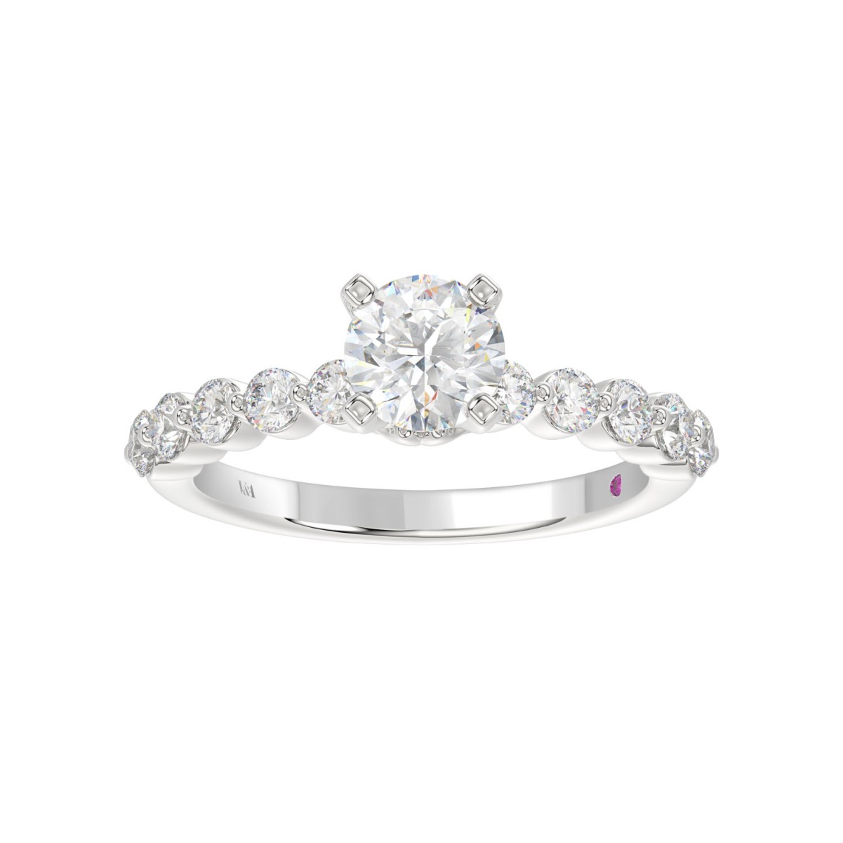 14K WHITE GOLD 1/2CT ROUND DIAMOND LADIES SEMI MOUNT RING (CENTER STONE ROUND DIAMOND 1CT) 14K WHITE GOLD 1/2CT ROUND DIAMOND LADIES SEMI MOUNT RING (CENTER STONE ROUND DIAMOND 1CT)