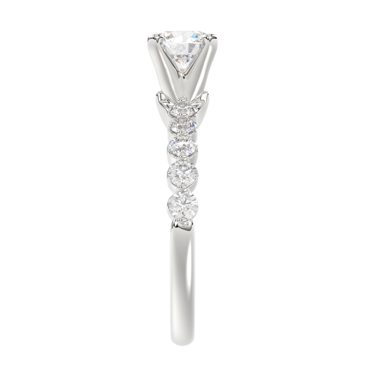 14K WHITE GOLD 1/2CT ROUND DIAMOND LADIES SEMI MOUNT RING (CENTER STONE ROUND DIAMOND 1CT) 14K WHITE GOLD 1/2CT ROUND DIAMOND LADIES SEMI MOUNT RING (CENTER STONE ROUND DIAMOND 1CT)