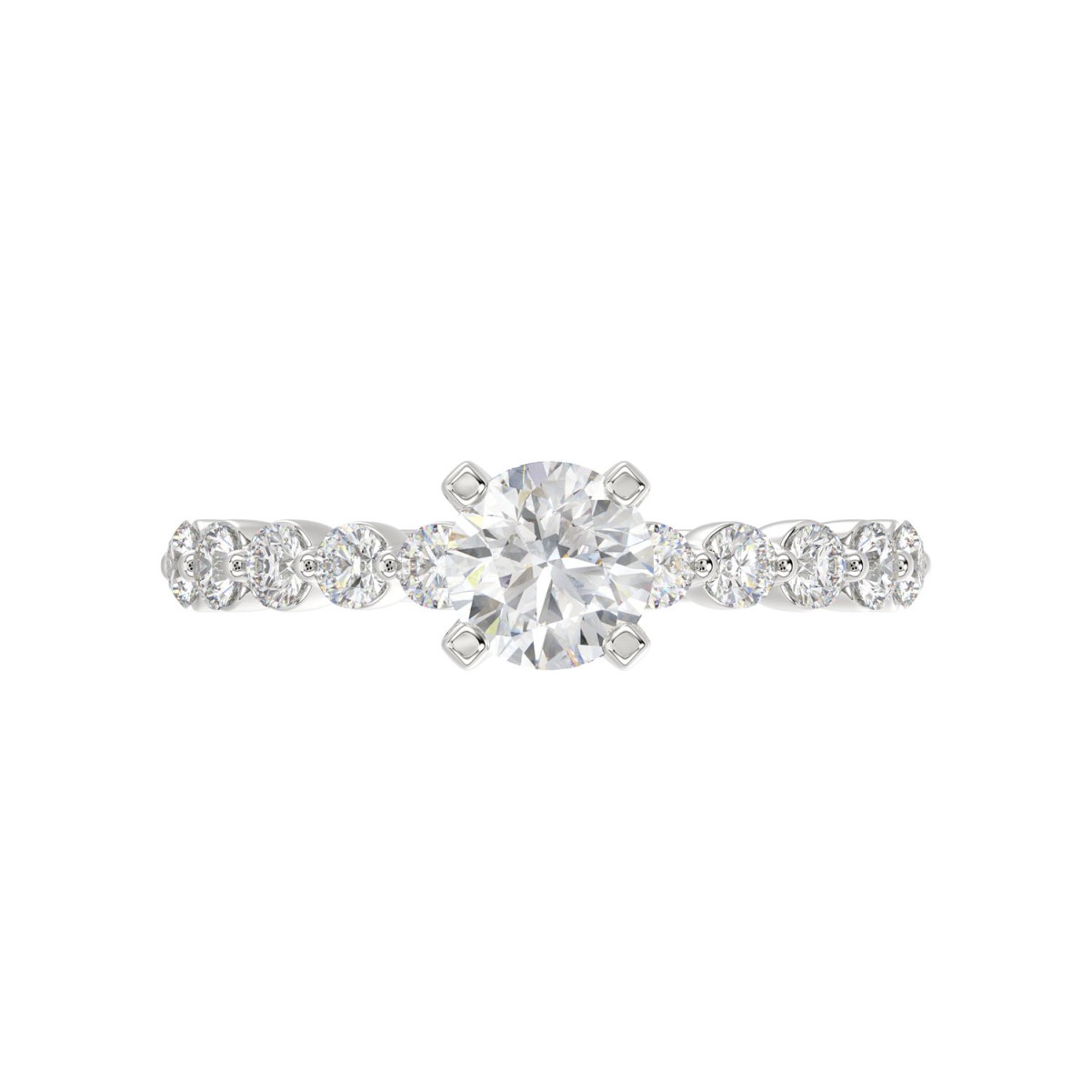 14K WHITE GOLD 1/2CT ROUND DIAMOND LADIES SEMI MOUNT RING (CENTER STONE ROUND DIAMOND 1CT) 14K WHITE GOLD 1/2CT ROUND DIAMOND LADIES SEMI MOUNT RING (CENTER STONE ROUND DIAMOND 1CT)