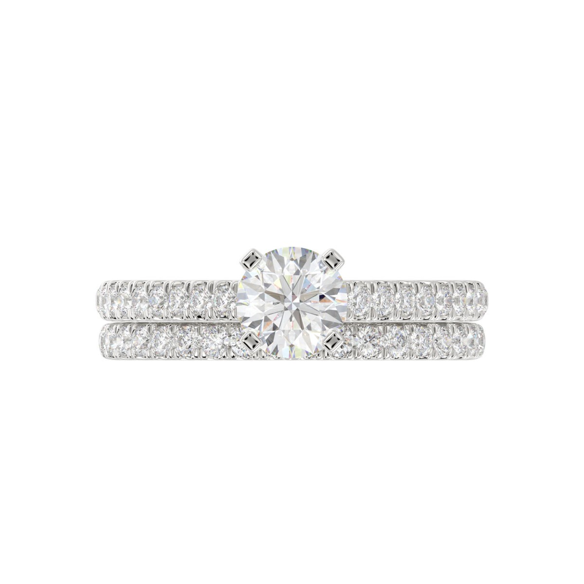 14K WHITE GOLD 1/2CT ROUND DIAMOND LADIES SEMI MOUNT BRIDAL SET(CENTER STONE MOUNT ROUND DIAMOND 1CT)