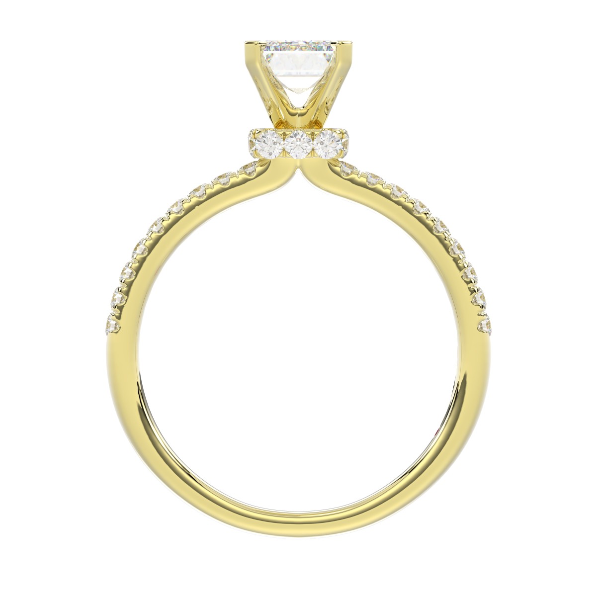 14K YELLOW GOLD 1/2CT ROUND/EMERALD DIAMOND LADIES SEMI MOUNT BRIDAL SET(CENTER STONE MOUNT EMERALD DIAMOND 1CT)