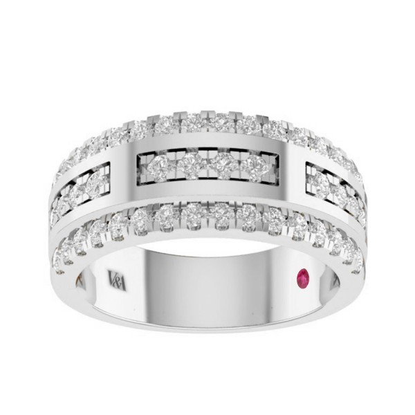 14K WHITE GOLD 1 1/2CT ROUND DIAMOND MEN'S BAND...