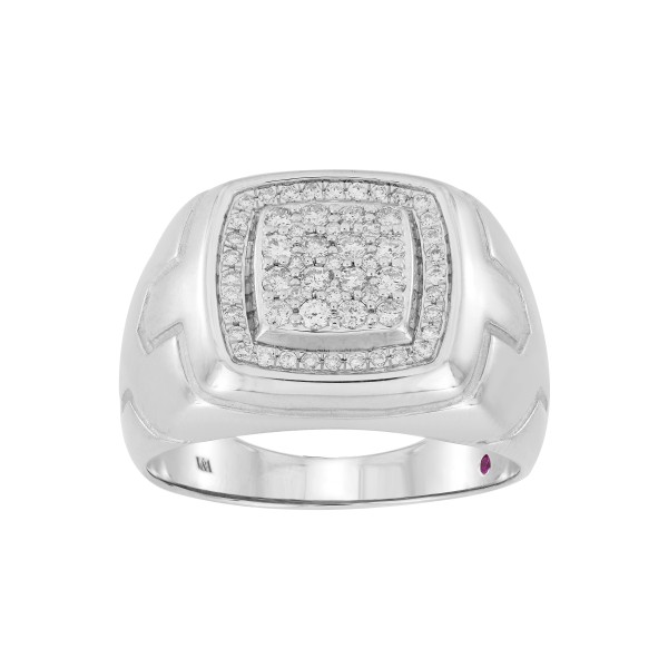 14K WHITE GOLD 1/2CT ROUND DIAMOND MEN'S RING...