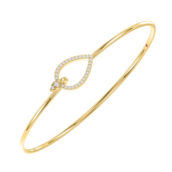 14K YELLOW GOLD 1/5CT ROUND DIAMOND LADIES BANGLE...