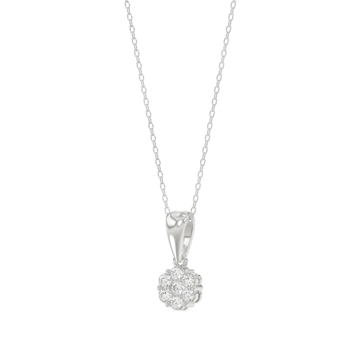 14K WHITE GOLD 1/6CT ROUND DIAMOND LADIES PENDANT WITH CHAIN 