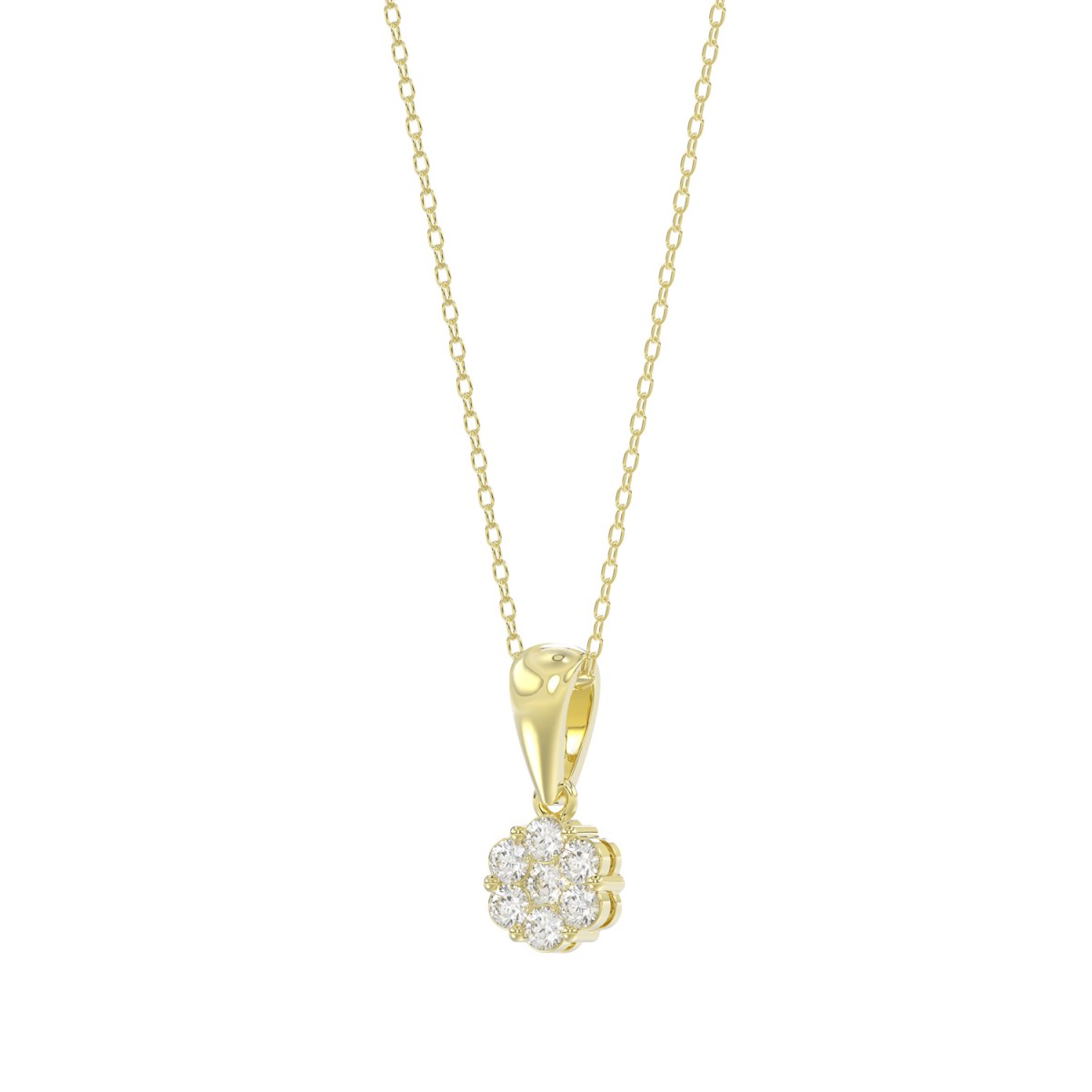 14K YELLOW GOLD 1/6CT ROUND DIAMOND LADIES PENDANT WITH CHAIN 
