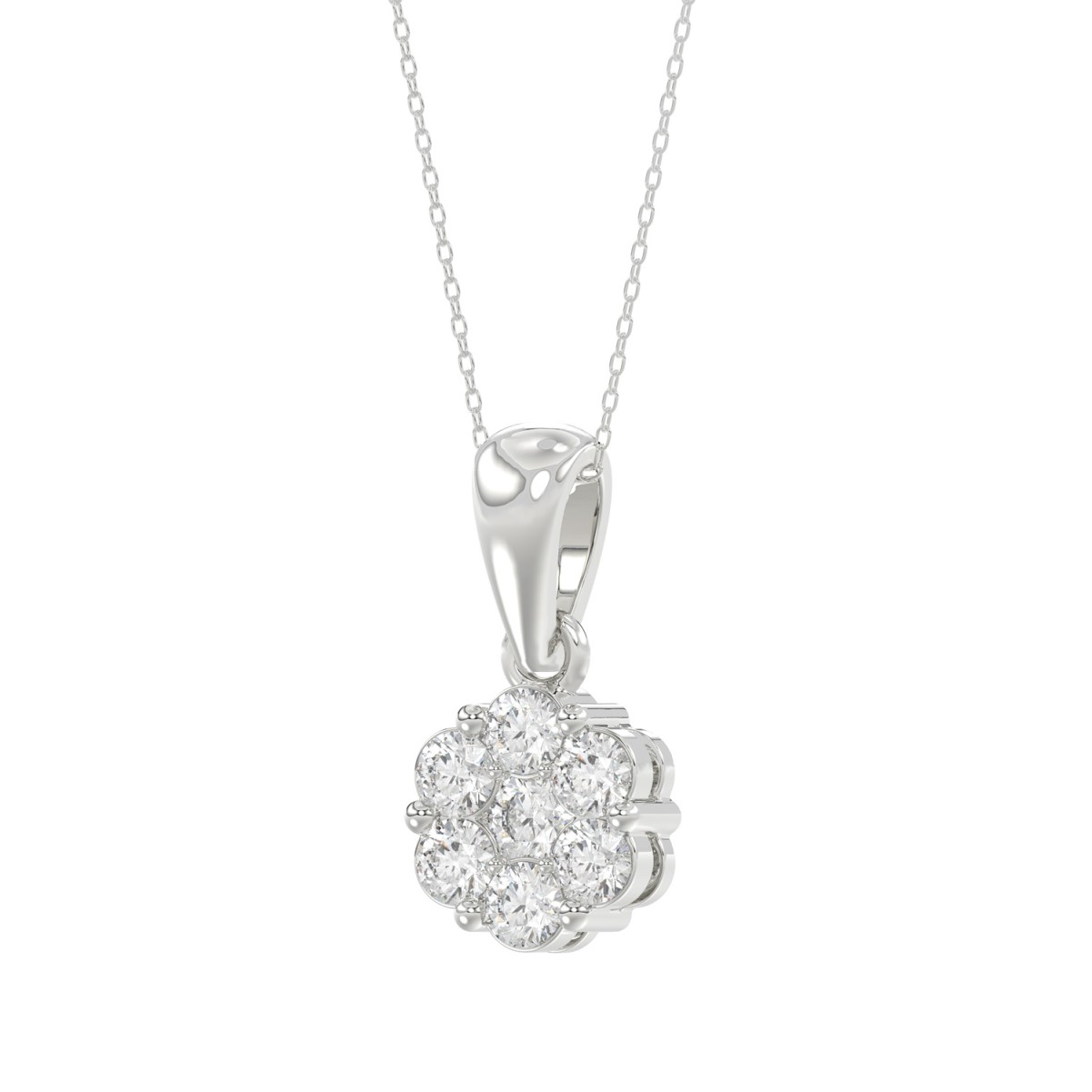 14K WHITE GOLD 1CT ROUND DIAMOND LADIES PENDANT