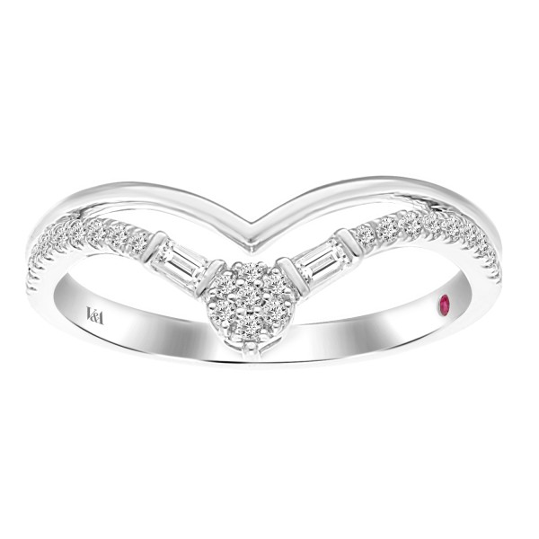 14K WHITE GOLD 1/5CT ROUND/BAGUETTE DIAMOND LADIES...