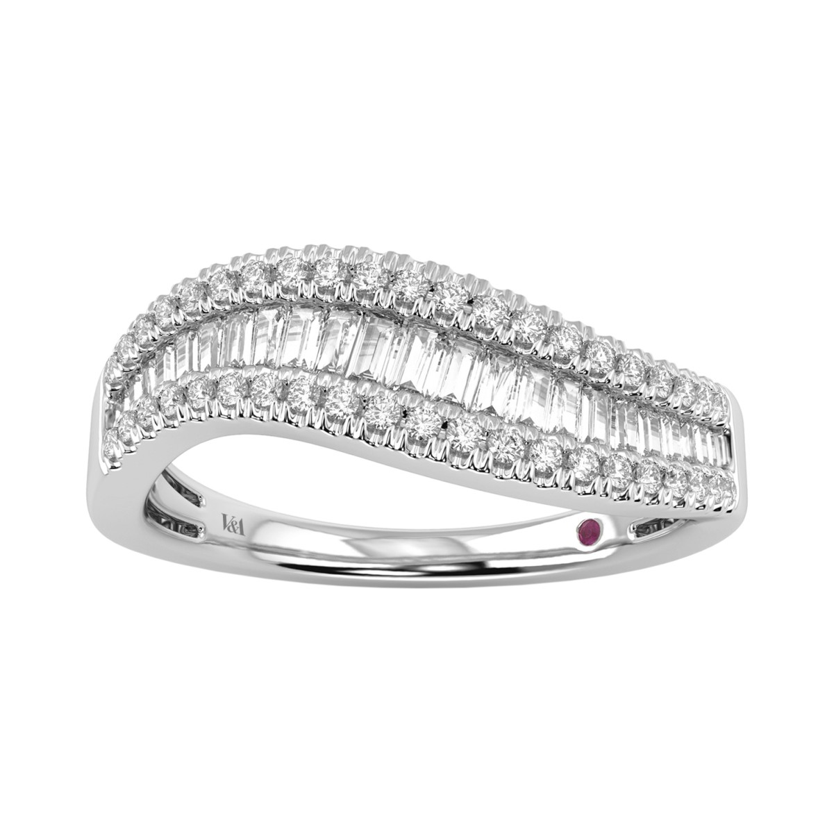 14K WHITE GOLD 1/2CT ROUND/BAGUETTE DIAMOND LADIES FASHION BAND 14K WHITE GOLD 1/2CT ROUND/BAGUETTE DIAMOND LADIES FASHION BAND