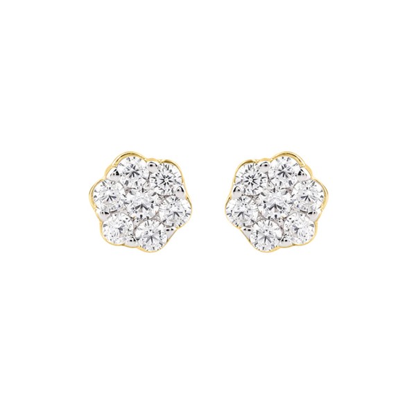 14K YELLOW GOLD 1/3CT ROUND DIAMOND LADIES EARRING...