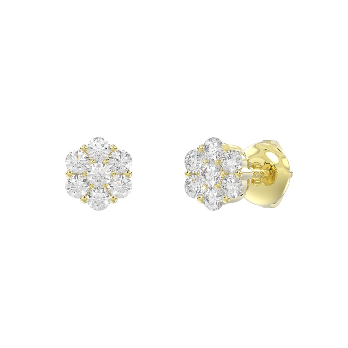 14K YELLOW GOLD 1/3CT ROUND DIAMOND LADIES EARRINGS