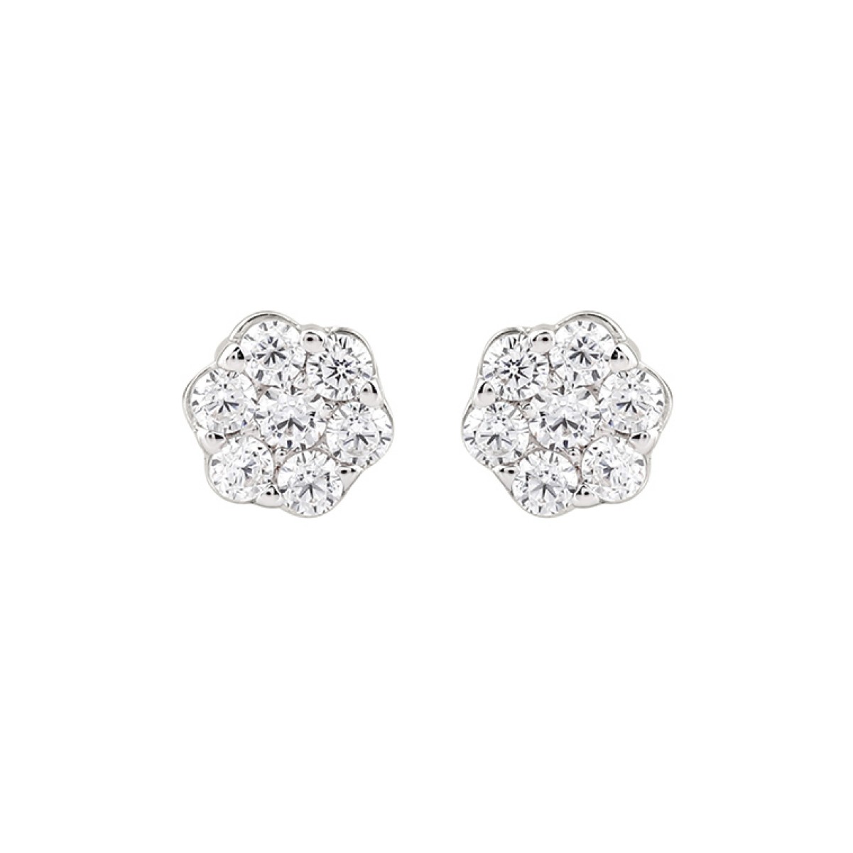 14K WHITE GOLD 3/4CT ROUND DIAMOND LADIES FLOWER EARRINGS 14K WHITE GOLD 3/4CT ROUND DIAMOND LADIES FLOWER EARRINGS