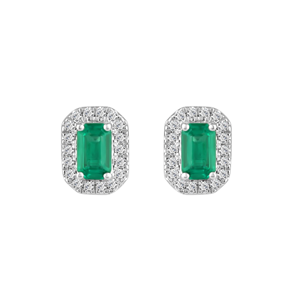 14K WHITE GOLD 7/8CT ROUND/OCTAGON DIAMOND LADIES EARRINGS
