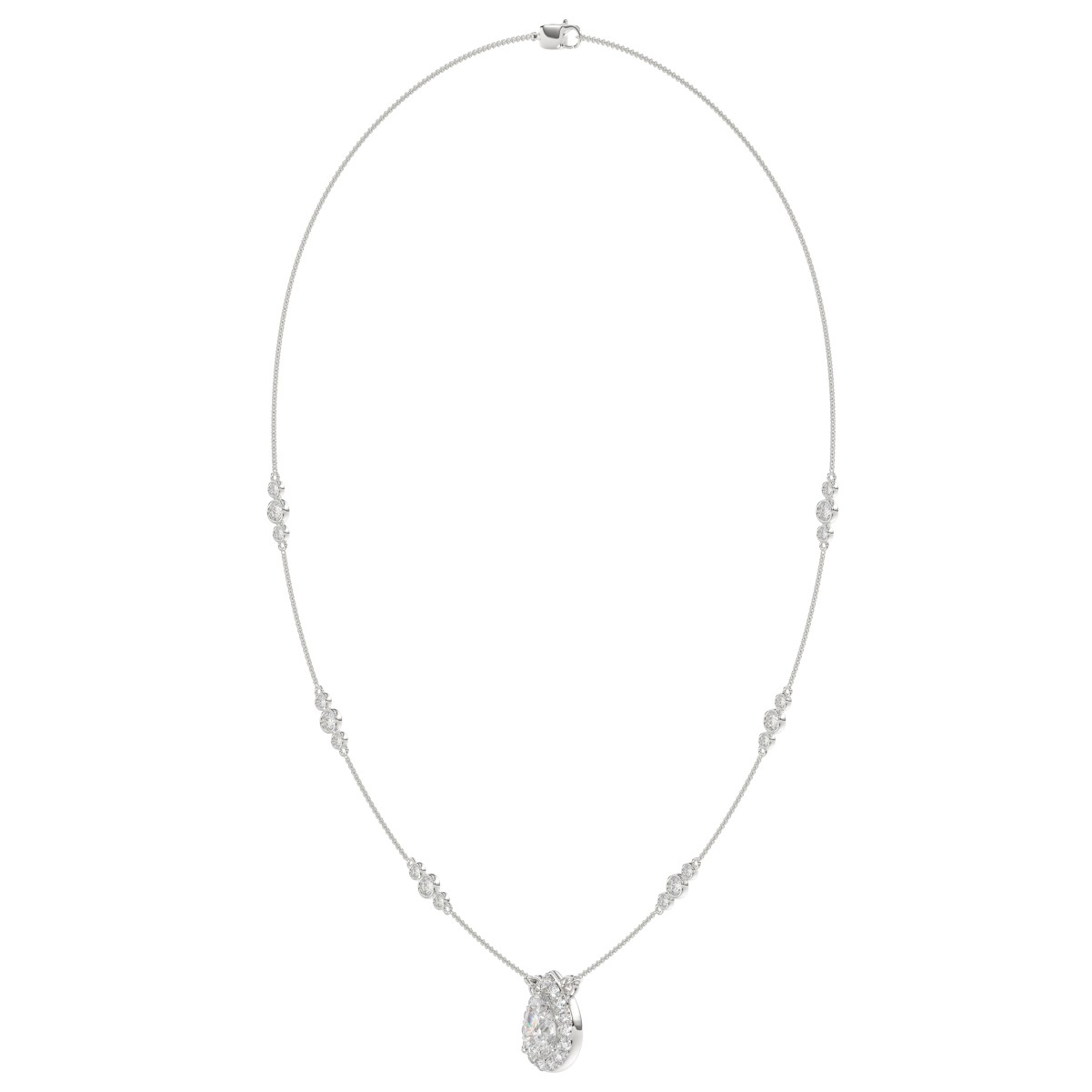 14K WHITE GOLD 1 1/4CT ROUND/PEAR DIAMOND LADIES PENDANT(COLOR STONE PEAR DIAMOND 1/2CT)